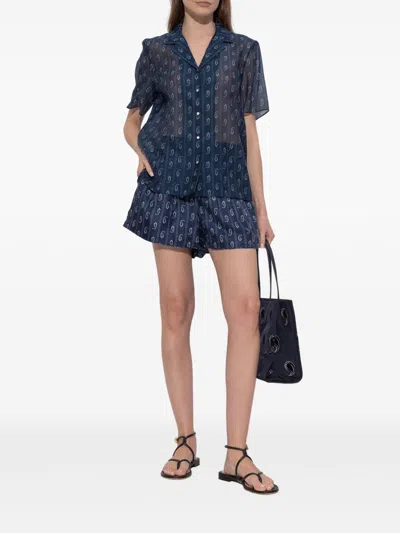 Tory Burch Cotton And Silk Blend Shirt In Blue
