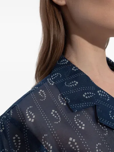 Tory Burch Cotton And Silk Blend Shirt In Blue