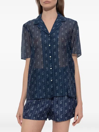 Tory Burch Cotton And Silk Blend Shirt In Blue