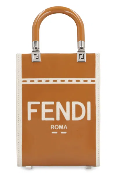 Fendi Mini Sunshine Crossbody Satchel With Adjustable Strap In Brown