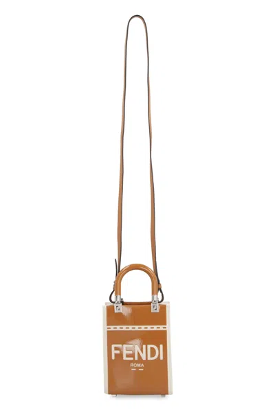 Fendi Mini Sunshine Crossbody Satchel With Adjustable Strap In Brown