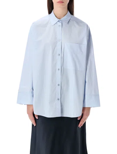 By Malene Birger Derris Shirt With Chest Pocket And Long Sleeves In Periwinkle Blue
