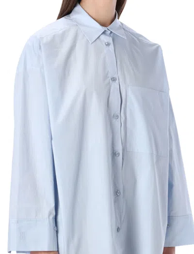 By Malene Birger Derris Shirt With Chest Pocket And Long Sleeves In Periwinkle Blue