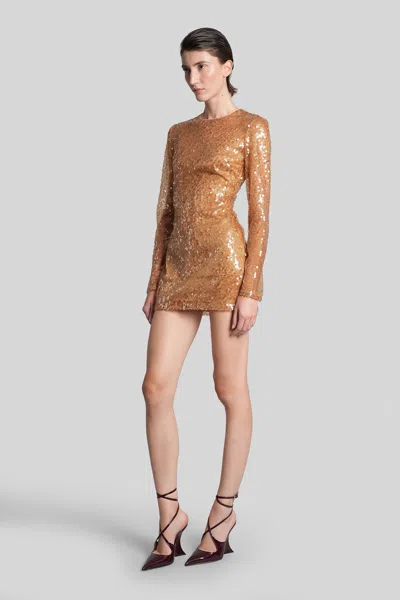 David Koma Mini Dress In Beige Polyester In Orange