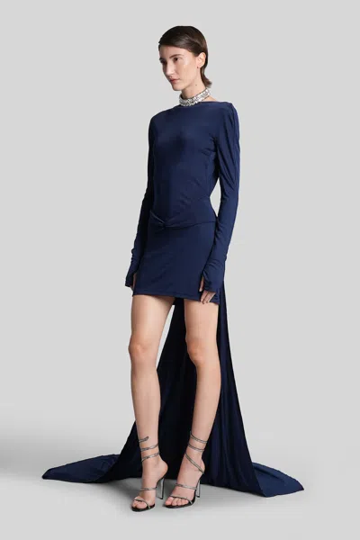 David Koma Mini Dress In Blue Viscose In Blue