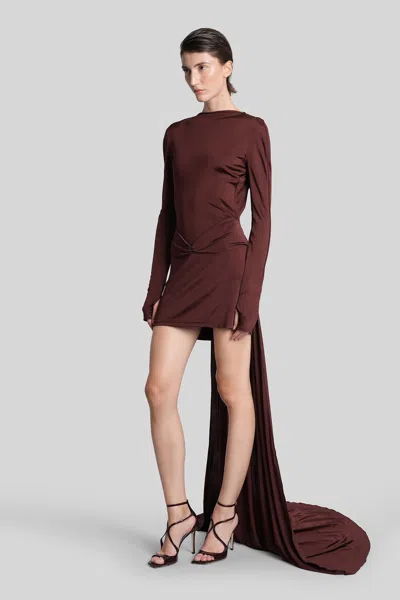 David Koma Mini Dress In Bordeaux Viscose In Burgundy