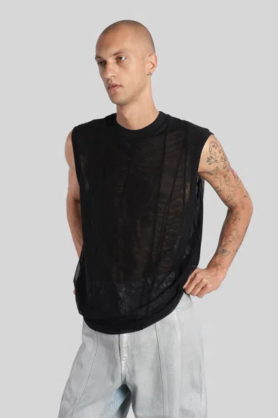 Mugler Tank Top In Black Polyamide In Black