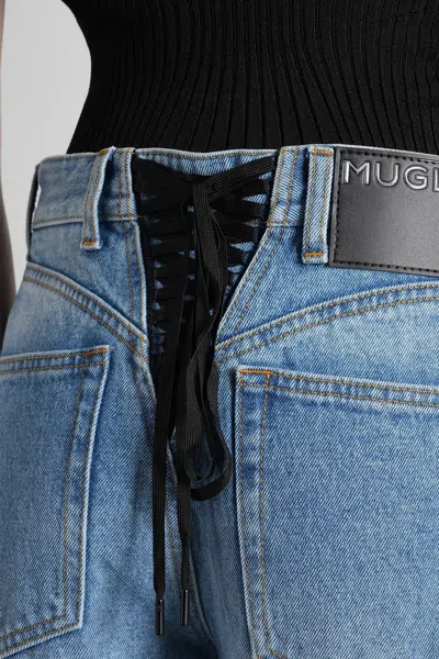 Mugler Jeans In Blue Denim In Blue