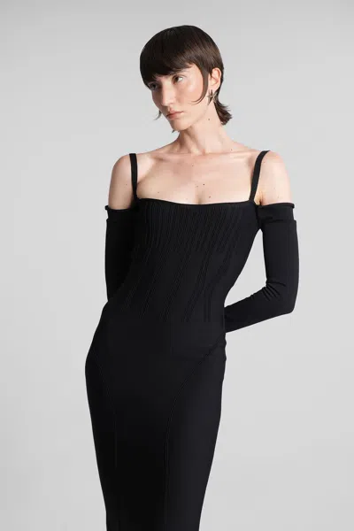 Mugler Mini Dress In Black Viscose In Black