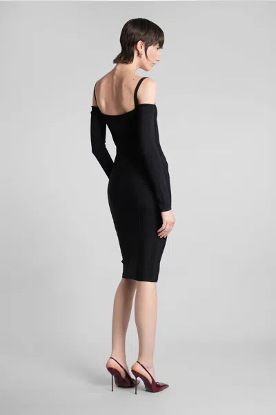 Mugler Mini Dress In Black Viscose In Black