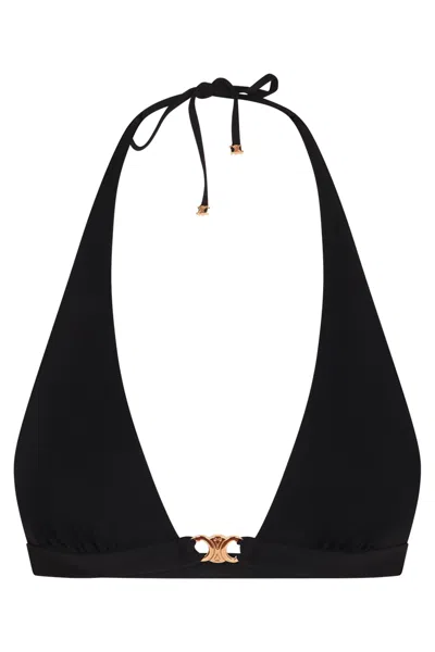 Celine Triangle Bikini Top In Black
