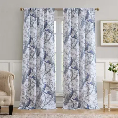 Laura Ashley Belvedere Rod Pocket Light-filtering Set Of 2 Curtain Panel In White