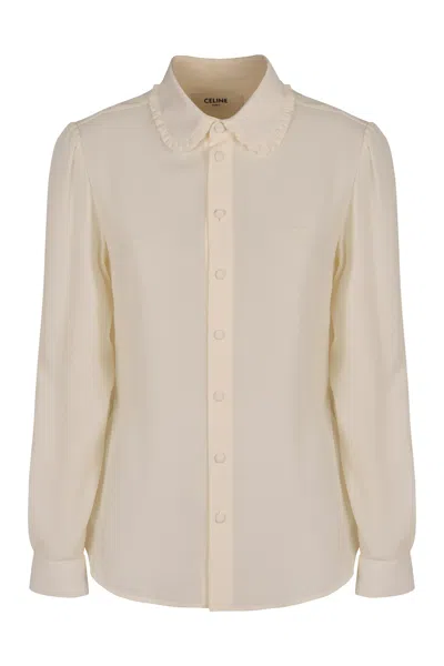 Celine Crêpe-silk Shirt In White