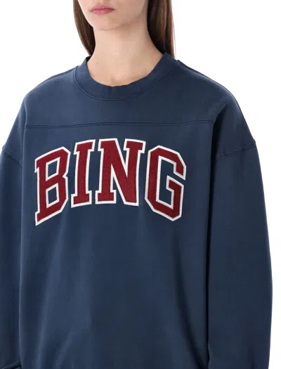 Anine Bing Trenton Fleece Crew Neck Sweatshirt In Blue