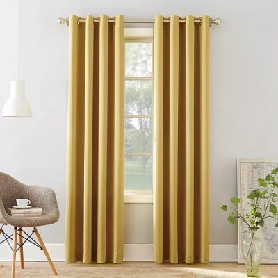 Sun Zero Emory Grommet Top Light-filtering Single Curtain Panel In Yellow