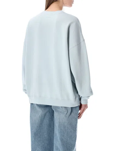 Anine Bing Logo Cotton Crew Neck Sweatshirt In Blue