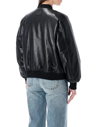 Anine Bing Black Leather Leon Bomber Jacket In Black