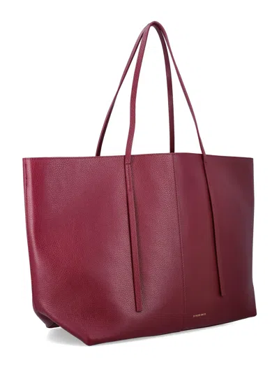 By Malene Birger Abilla Leather Tote Bag  In Burgundy