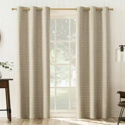 Sun Zero Dresden Detail Magnetic Grommet Top Light-filtering Set Of 2 Curtain Panel In Sand