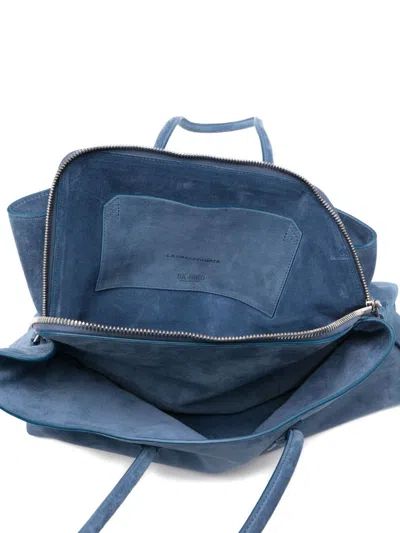 Attico La Passeggiata Leather Shoulder Bag In Blue