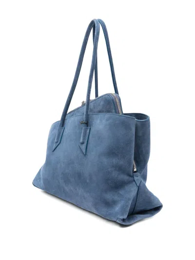Attico La Passeggiata Leather Shoulder Bag In Blue