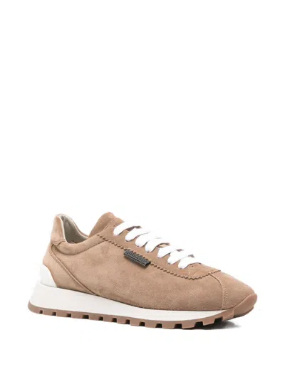 Brunello Cucinelli Leather Sneakers In Brown