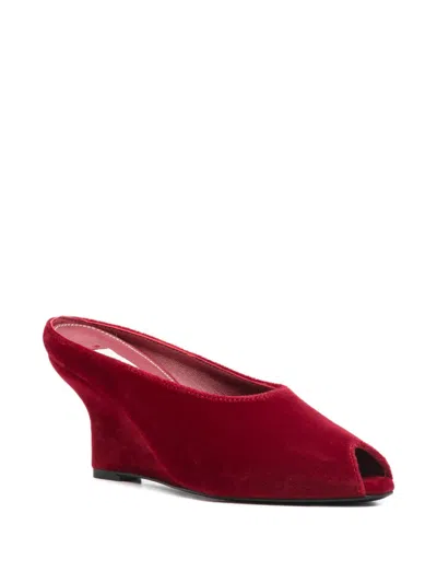 Totême Velvet Mules In Burgundy