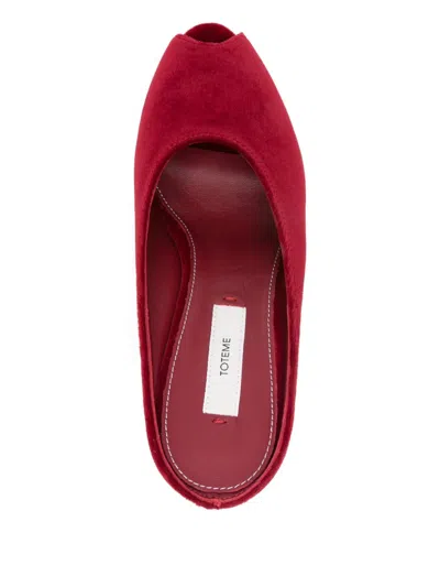 Totême Velvet Mules In Burgundy