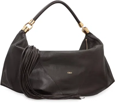 Chloé Small Canvas Tote Bag With Leather Trim In Brown