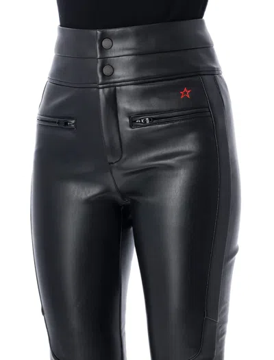 Perfect Moment Black Faux Leather Flared Ski Pants In Black