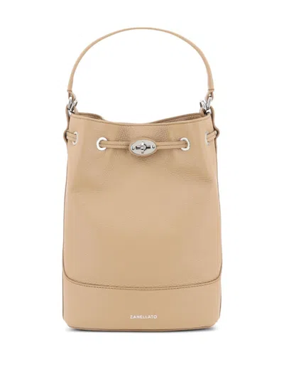 Zanellato Monda Daily Small Leather Bucket Bag In Neutral