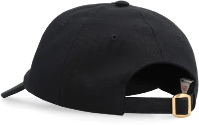 Valentino Garavani Cotton Baseball Cap With Embroidery And Curved Brim In Black