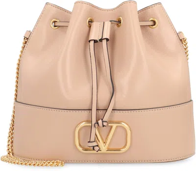 Valentino Garavani Mini Bucket Bag In Nappa With Vlogo Signature Chain Woman Rose Cannelle Uni In Brown