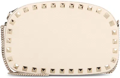Valentino Rockstud Leather Crossbody Bag In Neutral