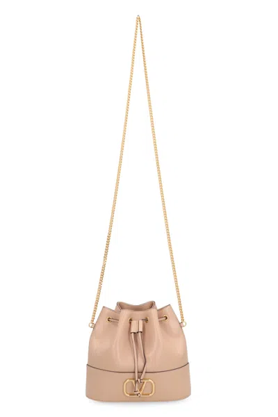 Valentino Garavani Mini Bucket Bag In Nappa With Vlogo Signature Chain Woman Rose Cannelle Uni In Brown