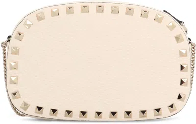 Valentino Rockstud Leather Crossbody Bag In Neutral