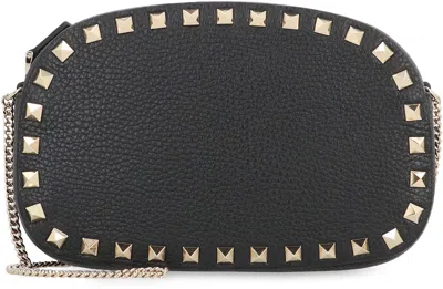 Valentino Rockstud Leather Crossbody Bag In Black