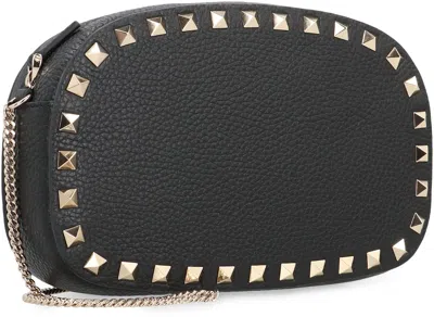 Valentino Rockstud Leather Crossbody Bag In Black