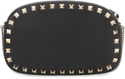 Valentino Rockstud Leather Crossbody Bag In Black