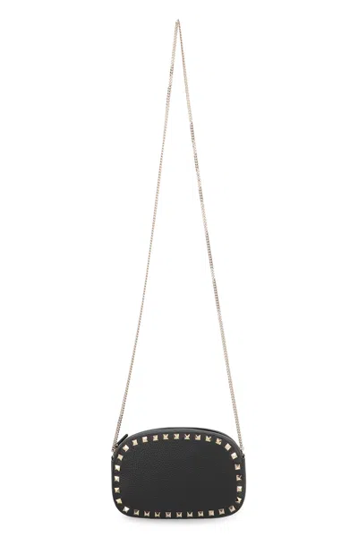Valentino Rockstud Leather Crossbody Bag In Black