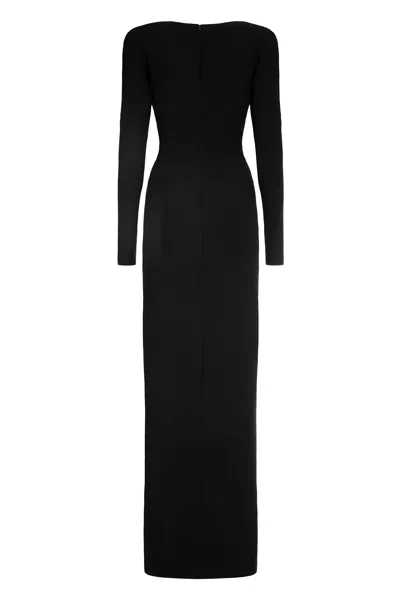 Monot Long Dress With Deep V-neck And Slit In Black
