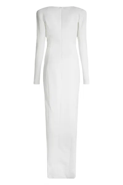 Monot Long Dress With Deep Front Slit In White