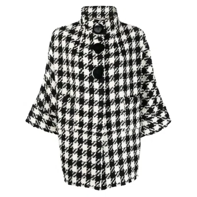 Charlott Check-pattern Crop-sleeve Jacket In Black