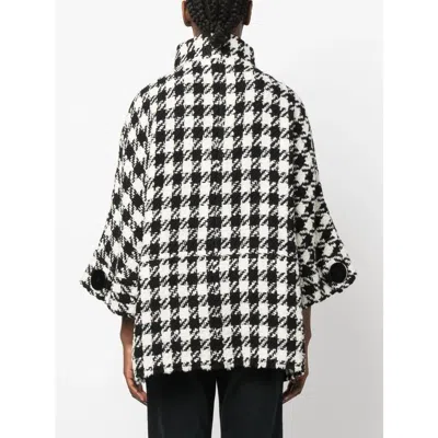 Charlott Check-pattern Crop-sleeve Jacket In Black