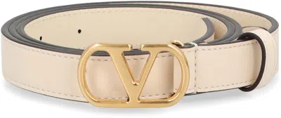 Valentino Garavani Vlogo Signature Leather Belt In Burgundy