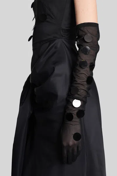 David Koma Sequin-embellished Long Gloves In Black