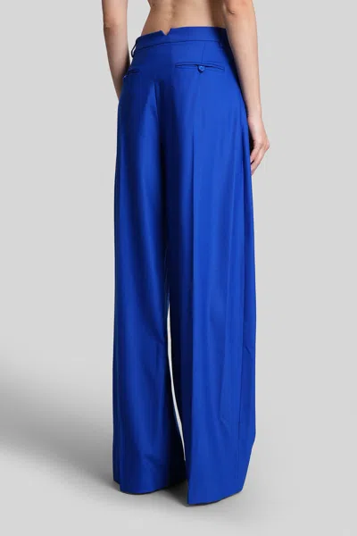 David Koma Pants In Blue Wool In Blue