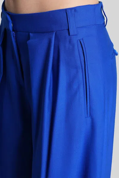 David Koma Pants In Blue Wool In Blue