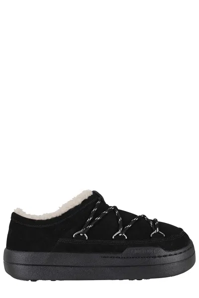 Moon Boot Black Suede Park Slippers In Black