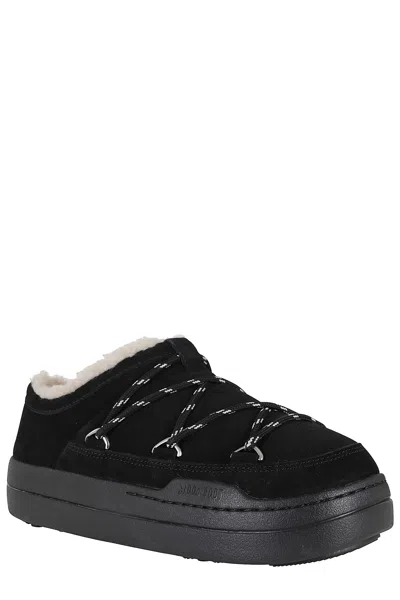 Moon Boot Black Suede Park Slippers In Black